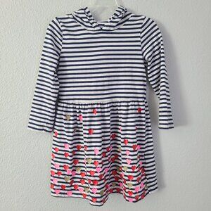 Carter’s girls blue and white striped heart print hooded dress size 4T